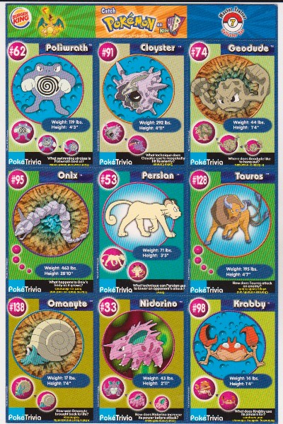 1999 Pokemon Master Trainer Collector Set Uncut 9 Card Sheet #7