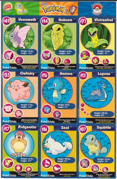 1999 Pokemon Master Trainer Collector Set Uncut 9 Card Uncut #15 Sheet