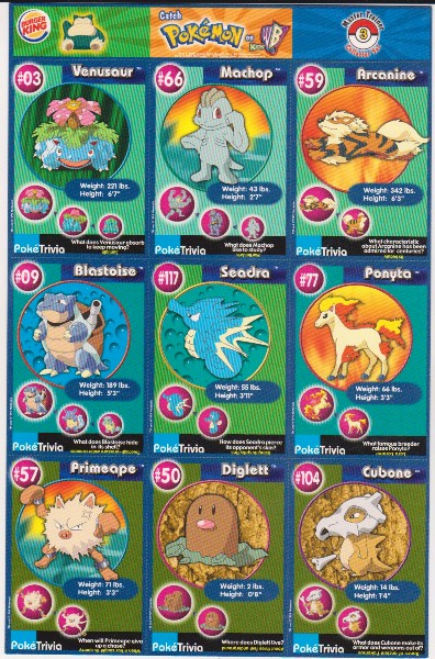 1999 Pokemon Master Trainer Collector Set 9 Card Uncut Sheet #3 w/ Blastoise + More
