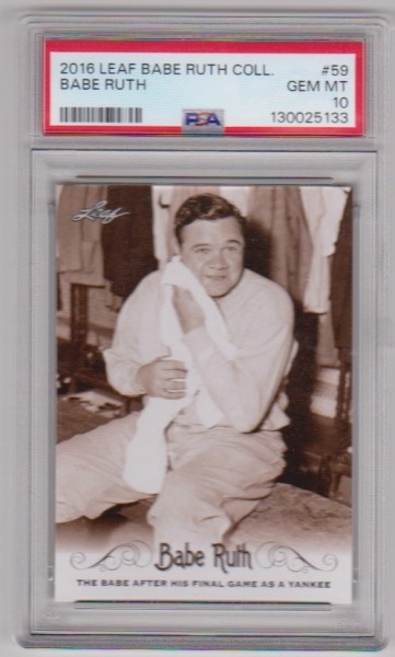 Graded PSA Gem Mint 10 - Babe Ruth 2016 Leaf Ruth Collection #59 Card