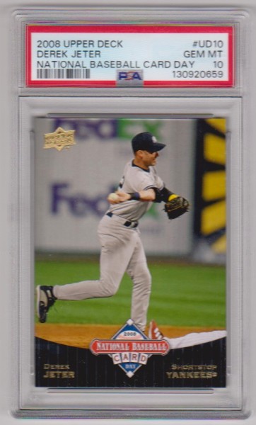 Graded PSA Gem Mint 10 - Derek Jeter 2008 Upper Deck National Baseball Card Day #UD10 Card