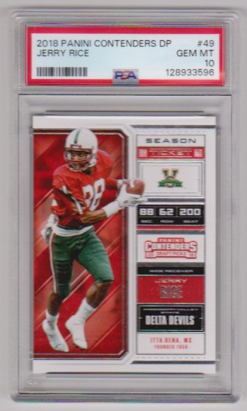 Graded PSA Gem Mint 10 - Jerry Rice 2018 Panini Contenders Draft Picks #49 Card
