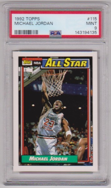 Graded PSA Mint 9 - Michael Jordan 1992-93 Topps All-Star #115 Card