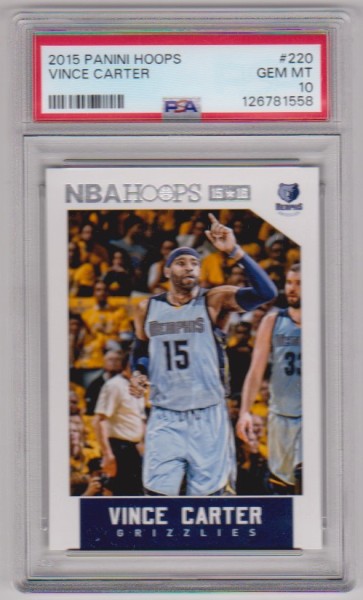 Graded PSA Gem Mint 10 - Vince Carter 2015-16 Hoops #220 Card