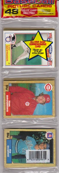 1987 Topps Baseball 49 Card Rack Pack w/ Lou Whitaker On Front
