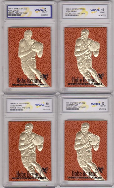 Lot of 4 Gem Mint 10 - Kobe Bryant 1996-97 Skybox EX-2000 Feel The Game 23 Kt Gold Rookie Cards