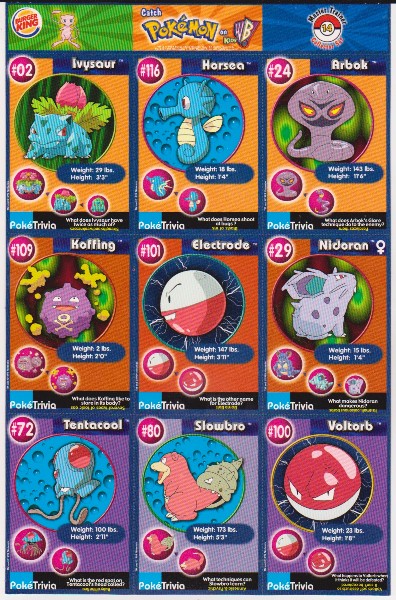  1999 Pokemon Master Trainer Collector Set Uncut 9 Card Uncut #14 Sheet