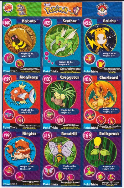 1999 Pokemon Master Trainer Collector Set Uncut 9 Card Sheet #8 w/ Charizard + More