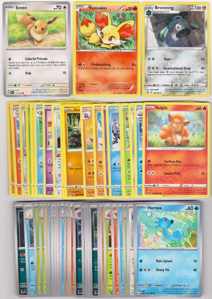 50 Different Pokemon Trading Cards w/ Eevee + More
