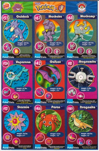 1999 Pokemon Master Trainer Collector Set Uncut 9 Card Sheet #4