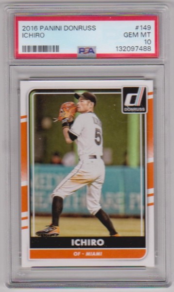 Graded PSA Gem Mint 10 - Ichiro Suzuki 2016 Donruss #149 Card