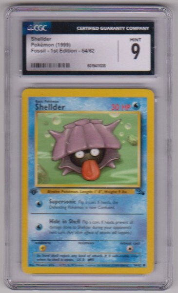 Graded CGC Mint 9 - Shellder 1999 Pokemon Fossil 1st Edition #54/62 Card