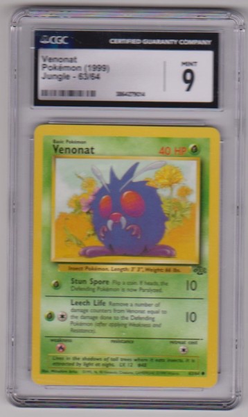 Graded CGC Mint 9 - Venonat 1999 Pokemon Jungle #63/64 Card