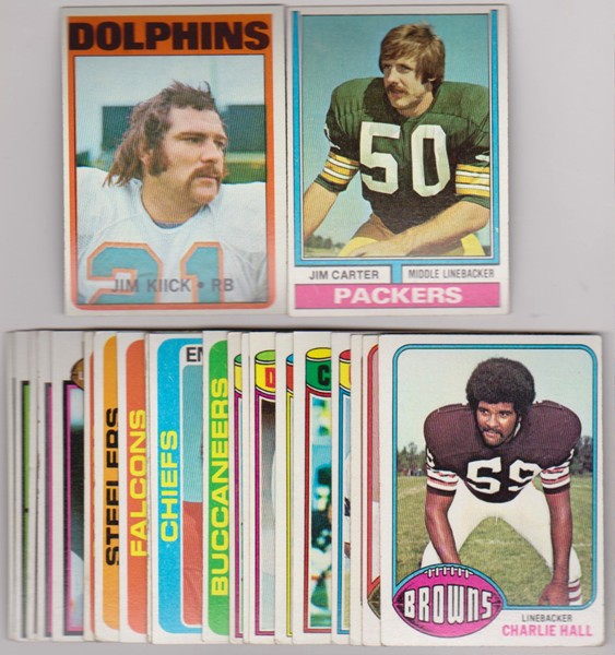 24 Different 1970's Topps Football Cards (1972-1979) W/ Jim Kiick + More