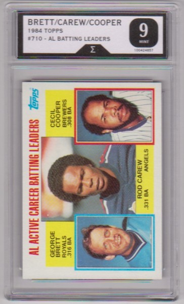 Graded Sigma Mint 9  - George Brett/Rod Carew/Cecil Cooper 1984 Topps #710 Card