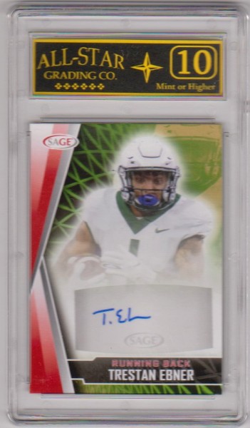 Signed Rookie Graded 10 - Trestan Ebner 2022 Sage #A-TE Certified Autographed Insert Card