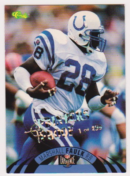 Only 499 Exist - Marshall Faulk 1996 Classic NFL Experience Printers Proof #6 Insert Card