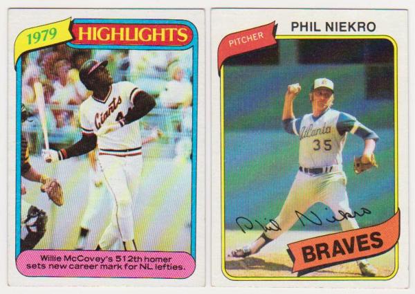 1980 Topps Willie McCovey #2 + Phil Niekro #245 Card Pair