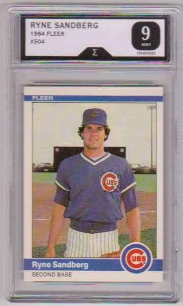 Graded Sigma Mint 9 - Ryne Sandberg 1984 Fleer #504 Card