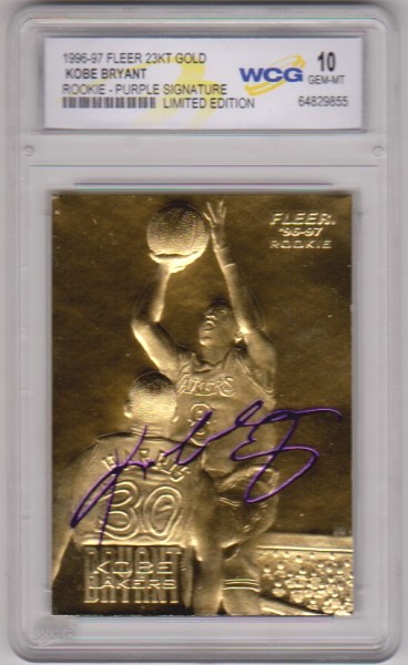 Rookie Graded Gem Mint 10 - Kobe Bryant 1996-97 Fleer w/ Purple Signature 23 Kt Gold Card