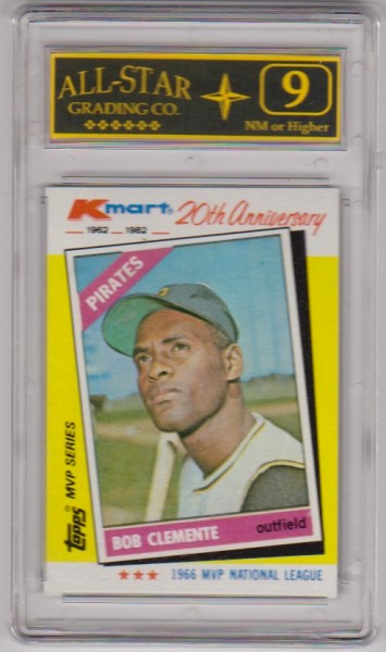 Graded 9 - Roberto Clemente 1982 Topps KMart 20th Anniversary #10 Card