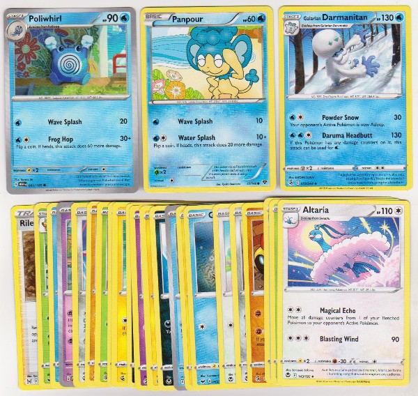 25 Different Pokemon Trading Cards w/ Poliwhirl + More