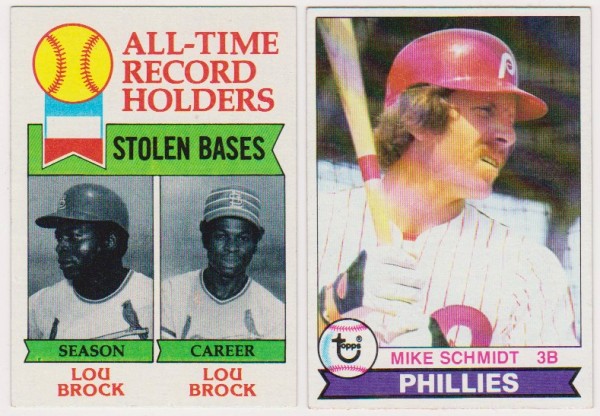 1979 Topps Lou Brock #415 + Mike Schmidt #610 Card Pair - HOF'ers