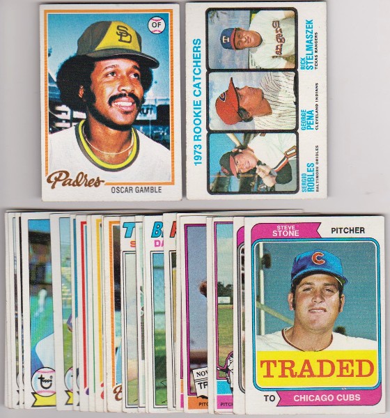 25 Different 1970's Topps Baseball Cards (1973-1979) w/ Oscar Gamble + More