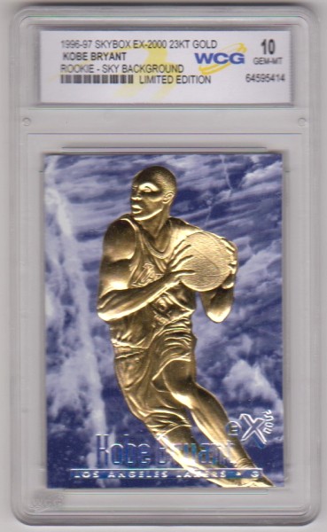 Rookie Graded Gem Mint 10 - Kobe Bryant 1996-97 Skybox EX-2000 Sky Background 23 Kt Gold Card