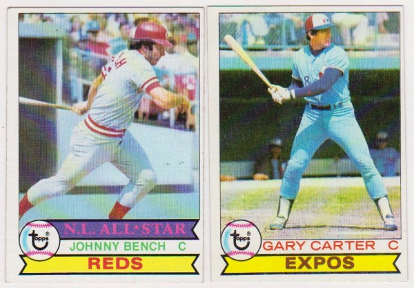 1979 Topps Johnny Bench #200 + Gary Carter #520 Card Pair - HOF'ers