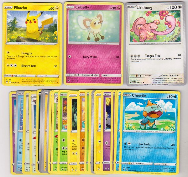 25 Different Pokemon Trading Cards w/ Pikachu + More
