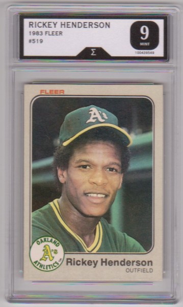 Graded Sigma Mint 9  - Rickey Henderson 1983 Fleer #519 Card