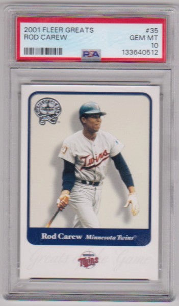 Graded PSA Gem Mint 10 - Rod Carew 2001 Fleer Greats #35 Card