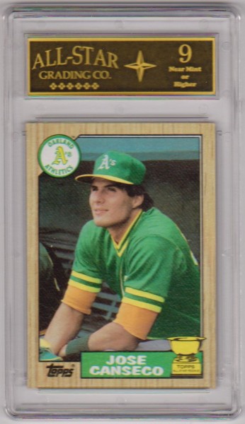 Graded 9 - Jose Canseco 1987 Topps All-Star Rookie #620 Card