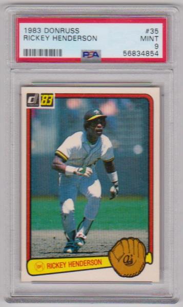 Graded PSA Mint 9 - Rickey Henderson 1983 Donruss #35 Card