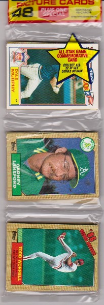 1987 Topps Baseball 49 Card Rack Pack w/ Dale Murphy On Front