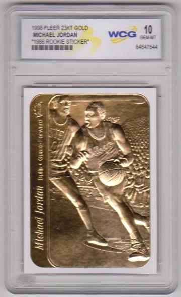 Graded Gem Mint 10 - Michael Jordan 1998 Fleer '86 Rookie Sticker 23 Kt Gold Card