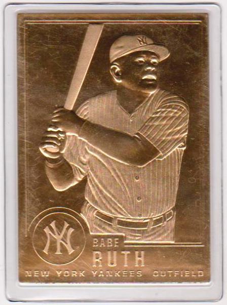 22 Kt Gold Babe Ruth 1996 Danbury Mint Gold Card - HOF'er