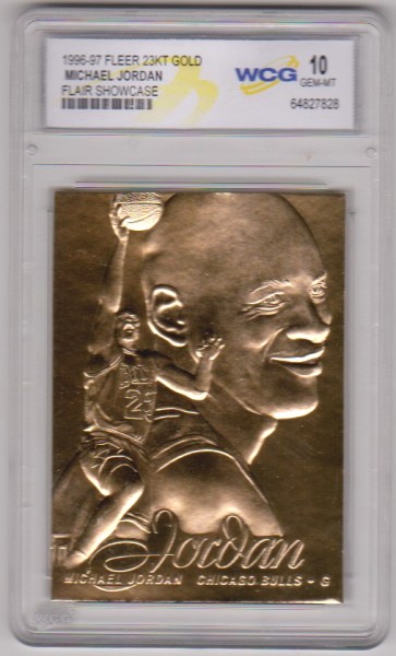 Graded Gem Mint 10 - Michael Jordan 1996-97 Fleer Flair Showcase 23 Kt Gold Card