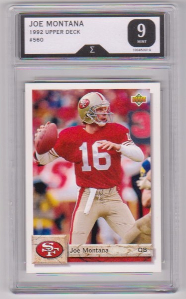 Graded Sigma Mint 9 - Joe Montana 1992 Upper Deck #560 Card