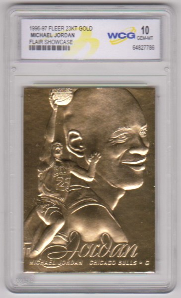 Graded Gem Mint 10 - Michael Jordan 1996-97 Fleer Flair Showcase 23 Kt Gold Card