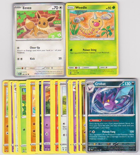 25 Different Pokemon Trading Cards w/ Eevee + More