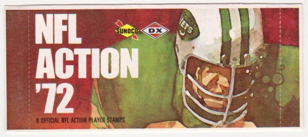 Sealed 1972 NFL Action '72 Sunoco Pack With 9 Player Stamps Inside