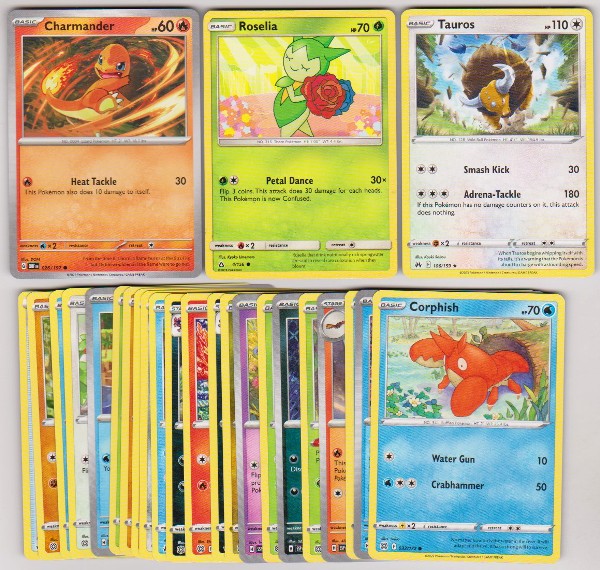 25 Different Pokemon Trading Cards w/ Charmander + More