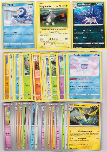 50 Different Pokemon Trading Cards w/ Piplup + More