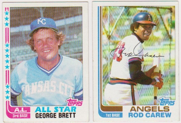 1982 Topps George Brett #549 + Rod Carew #500 Card Pair 