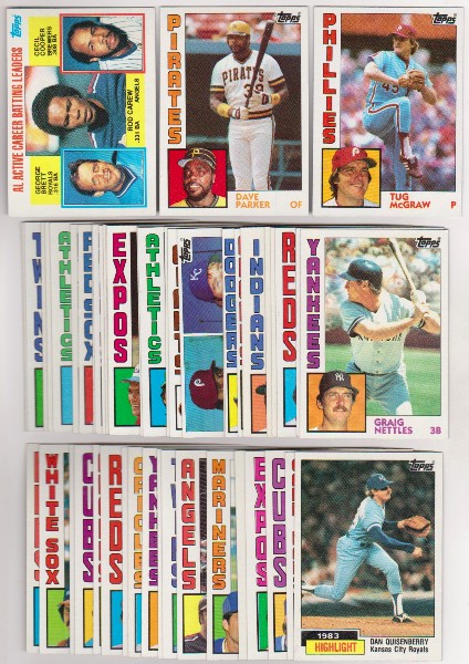 50 Different 1984 Topps Baseball Cards w/ George Brett/Rod Carew/Cecil Cooper + More