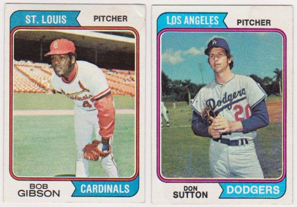1974 Topps Bob Gibson #350 + Don Sutton #220 Card Pair