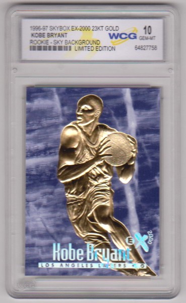 Rookie Graded Gem Mint 10 - Kobe Bryant 1996-97 Skybox EX-2000 Sky Background 23 Kt Gold Card