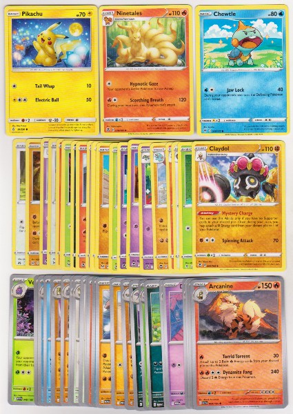 50 Different Pokemon Trading Cards w/ Pikachu + More